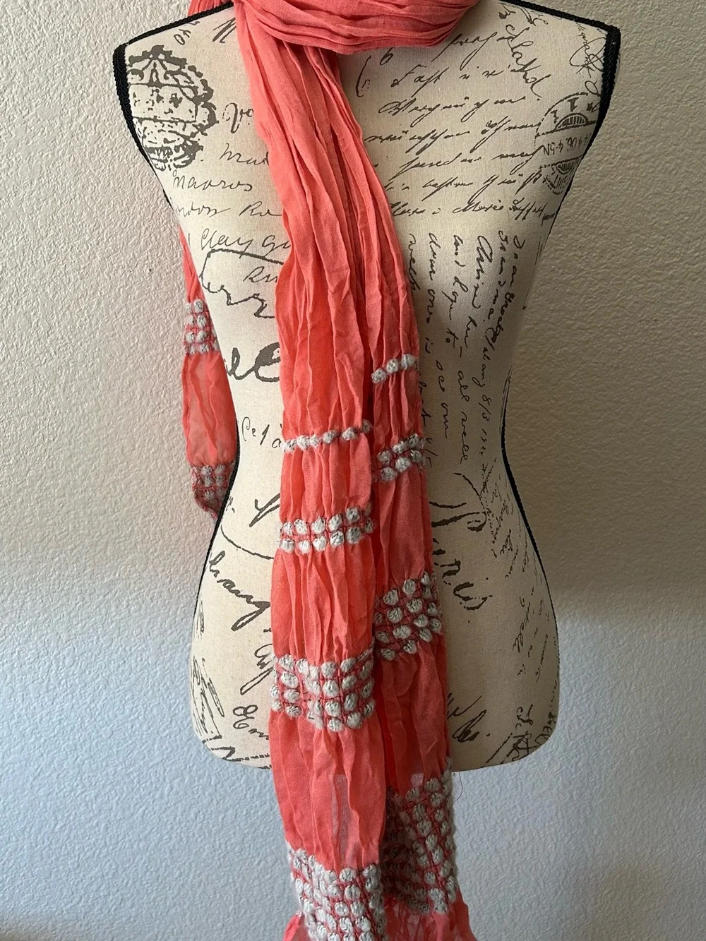 Light Coral Women's Scarf with Accents